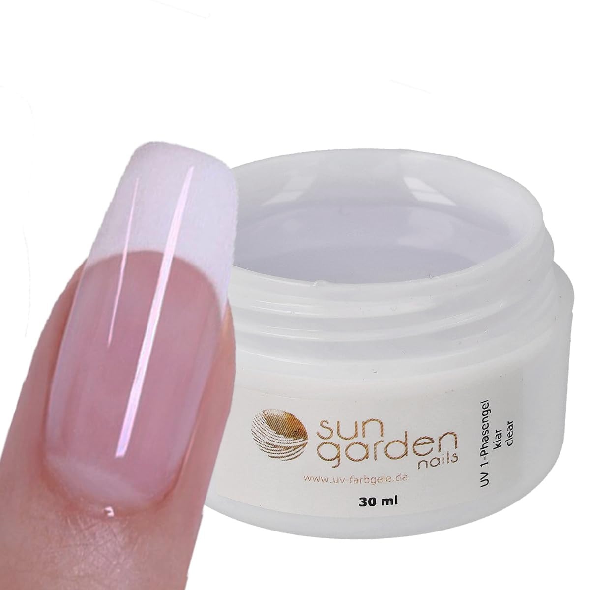 Sun Garden Nails monofasische transparante gel 30ml + doos met 100 tips + lijm voor tips 7ml