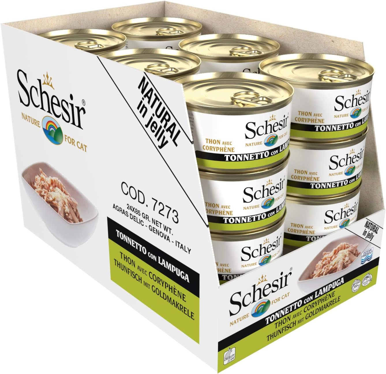 Cat Jelly Thunfisch met Goldmakrele, Katzenfutter nass in Gelee, 24 Dosen x 85 g