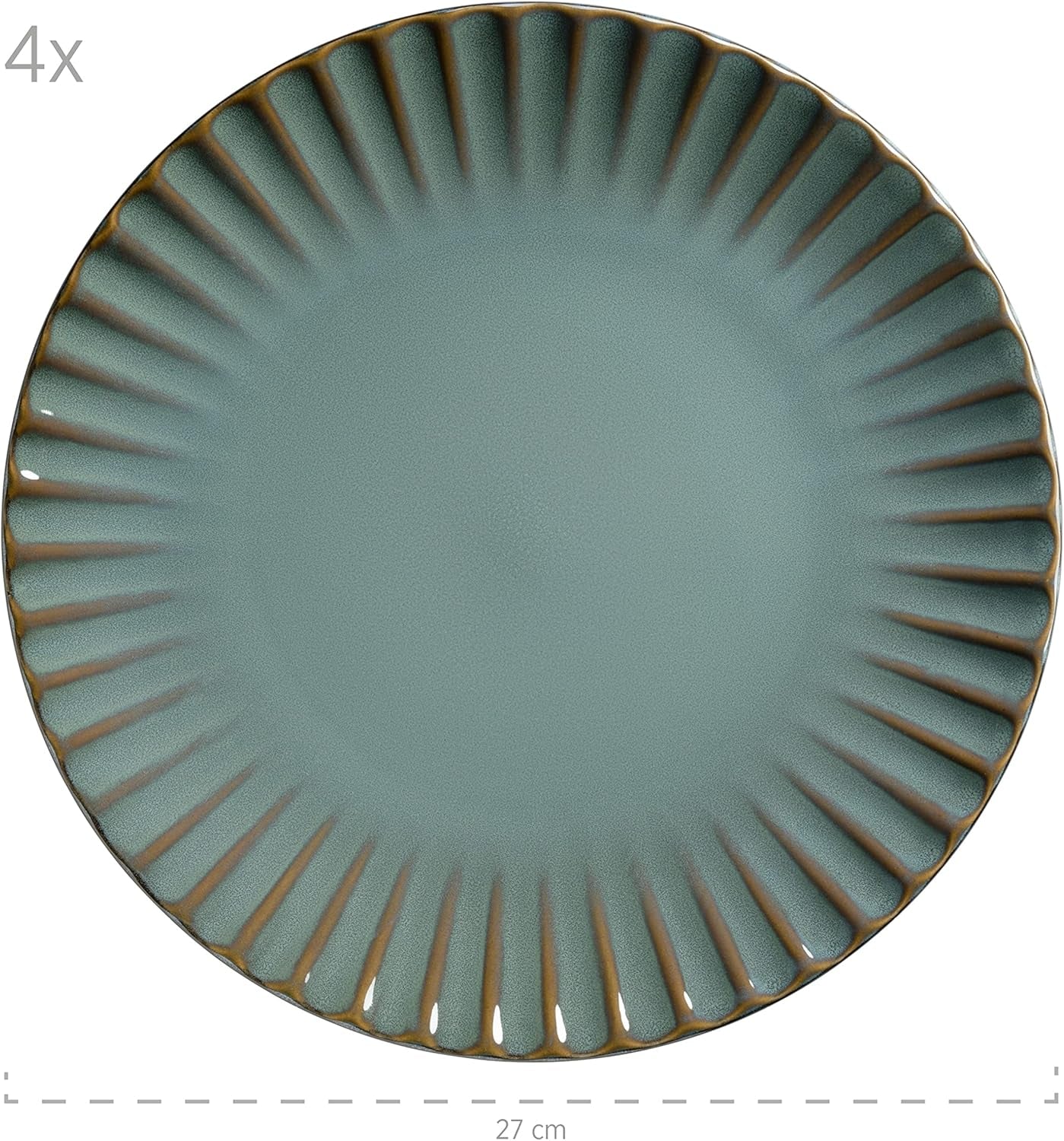 MÄSER 931964 Confino-serie serviesset voor 4 personen, moderne vintage look, keramische comboset, 20-delig, benzinekleur met zwarte accenten, tegel