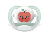 Philips AVENT ultra air-fopspeen - 2-pack, BPA-vrij, ademend, voor baby's 0-6 maanden, inclusief draagtas en sterilisatie, appel/peer (model SCF080/17)