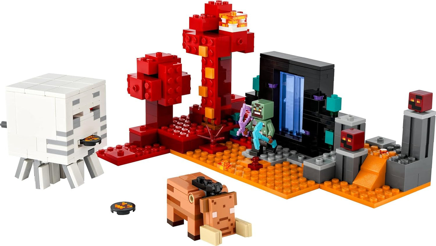LEGO Minecraft Hinderlaag bij het Nether Portal Netherspelspeelgoed voor kinderen met gevechtsscènes en legendarische figuren inclusief Ghast-cadeau voor gamerjongens en -meisjes vanaf 8 jaar oud 21255 Bouwsets Bekijk de LEGO-Store