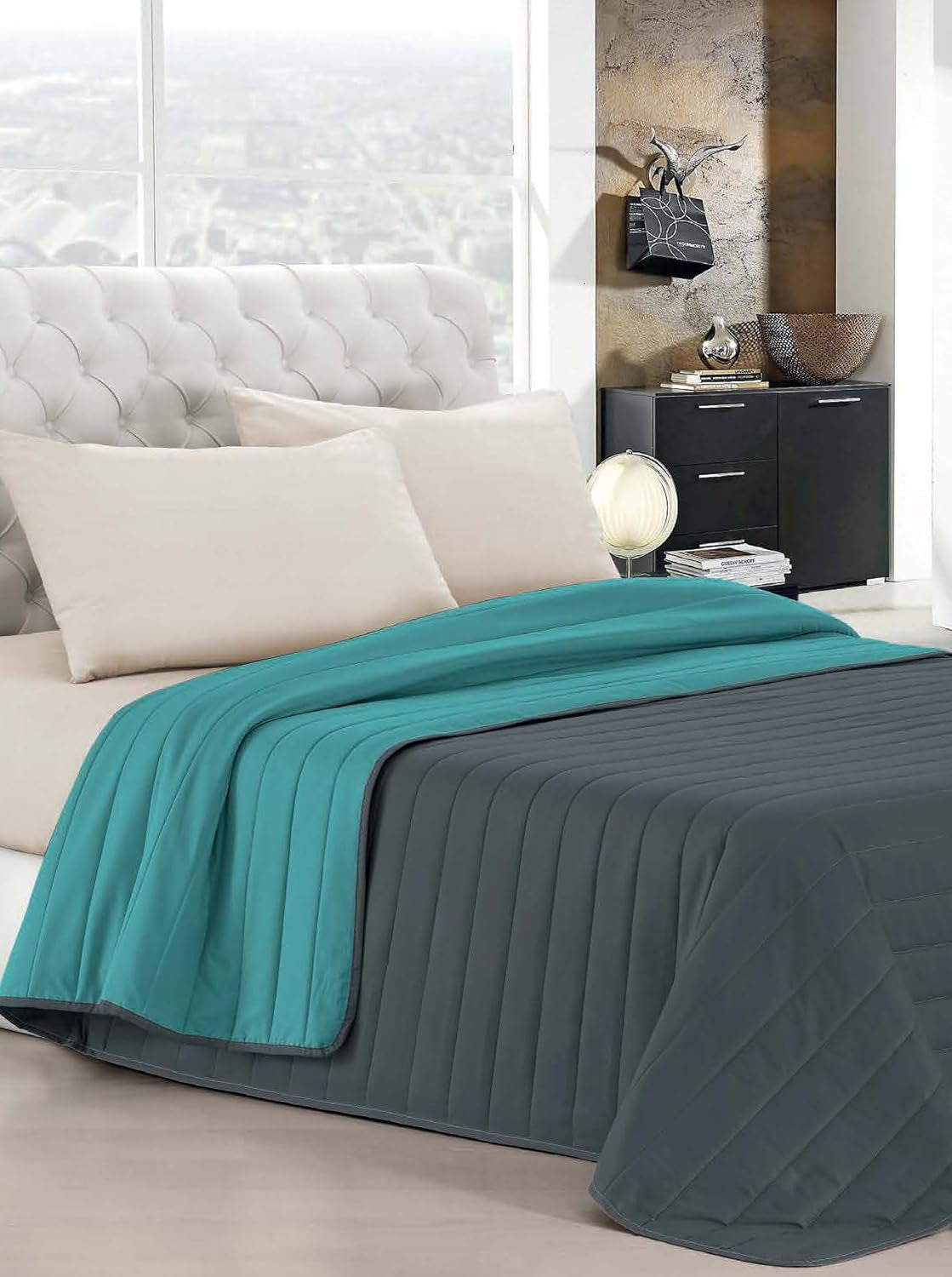 Italiaans beddengoed Estivo eenpersoonsbed, linnen, Aqua, 170 X 270 Cm