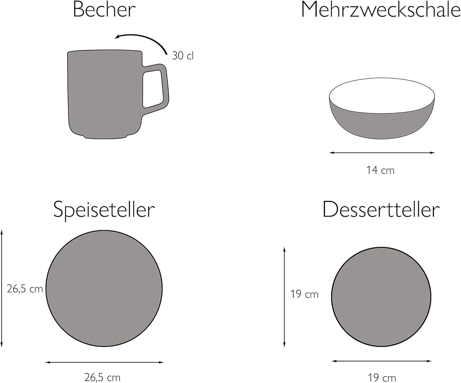 CreaTable, 22582, SAMBA-serie, 16-delige serviesset voor 4 personen, porseleinen combiservies, vaatwasmachine- en magnetronbestendig, kwaliteitsproductie