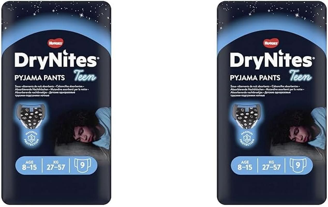 Huggies Drynites Jongens 8-15 jaar 9 stuks (pak van 2) Naty Shop 18 stuks (pak van 2 x 9 stuks)