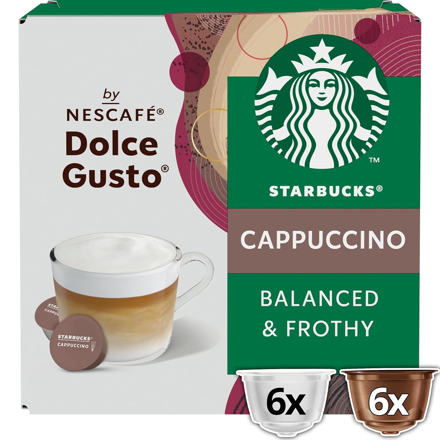 STARBUCKS Cappuccino van Nescafé Dolce Gusto Kaffeekapseln 6 x 12 (72 Kapseln)