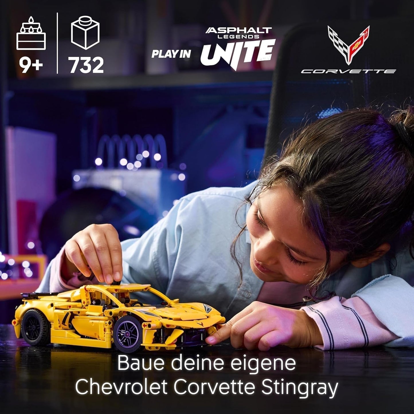 LEGO Technic Chevrolet Corvette Stingray - Bouwspeelgoed om te verzamelen - Speelgoedsportwagen - Automodel - Cadeau voor 9-jarige jongens en meisjes die van speelgoedauto's houden 42205 Bouwsets Besuche in LEGO-Store