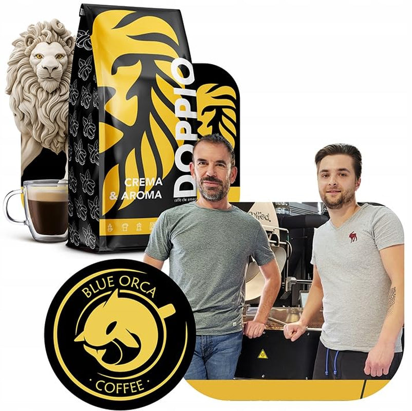 Doppio Crème & Smaak 1KG | Koffiebonen 80% Arabica en 20% Robusta | met tonen van cacao, noten en karamel | Fris en medium gebrand, lage zuurgraad | voor espresso | Blauwe Orka Koffie