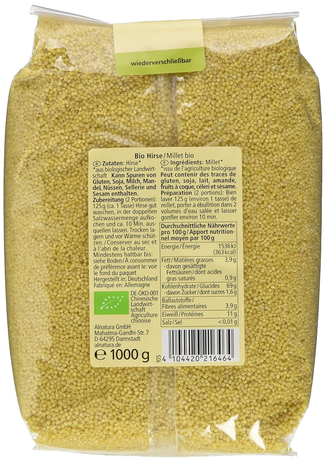 Pakket hele gierst 1 kg