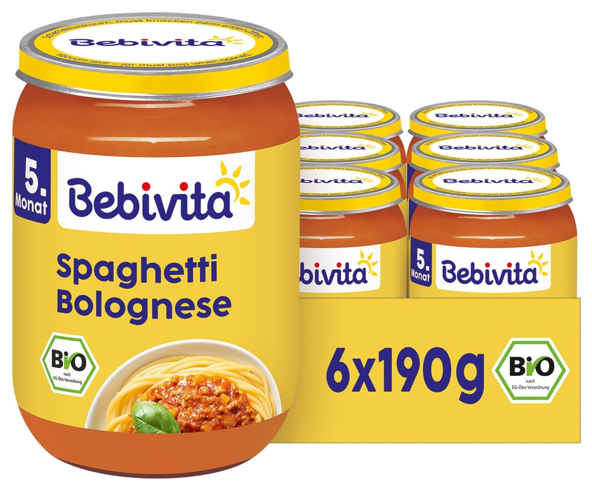 Maaltijden vanaf 5 maanden: Spaghetti Bolognese, 190g, verpakking van 6 (6x190g)