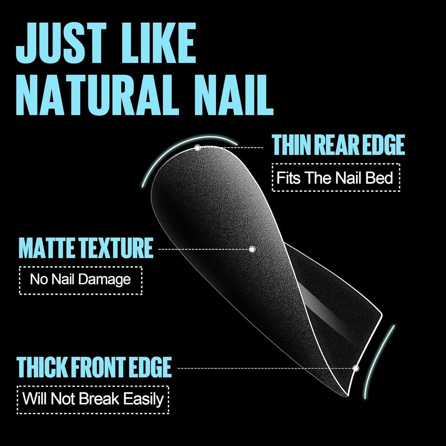 TOMICCA Coffin Tips Ultrakorte nageltips - nageltips, zachte geltips, volledige dekking, voorgevormde matte kunstnageltips, gelnageltips - 360 stuks, 15 maten