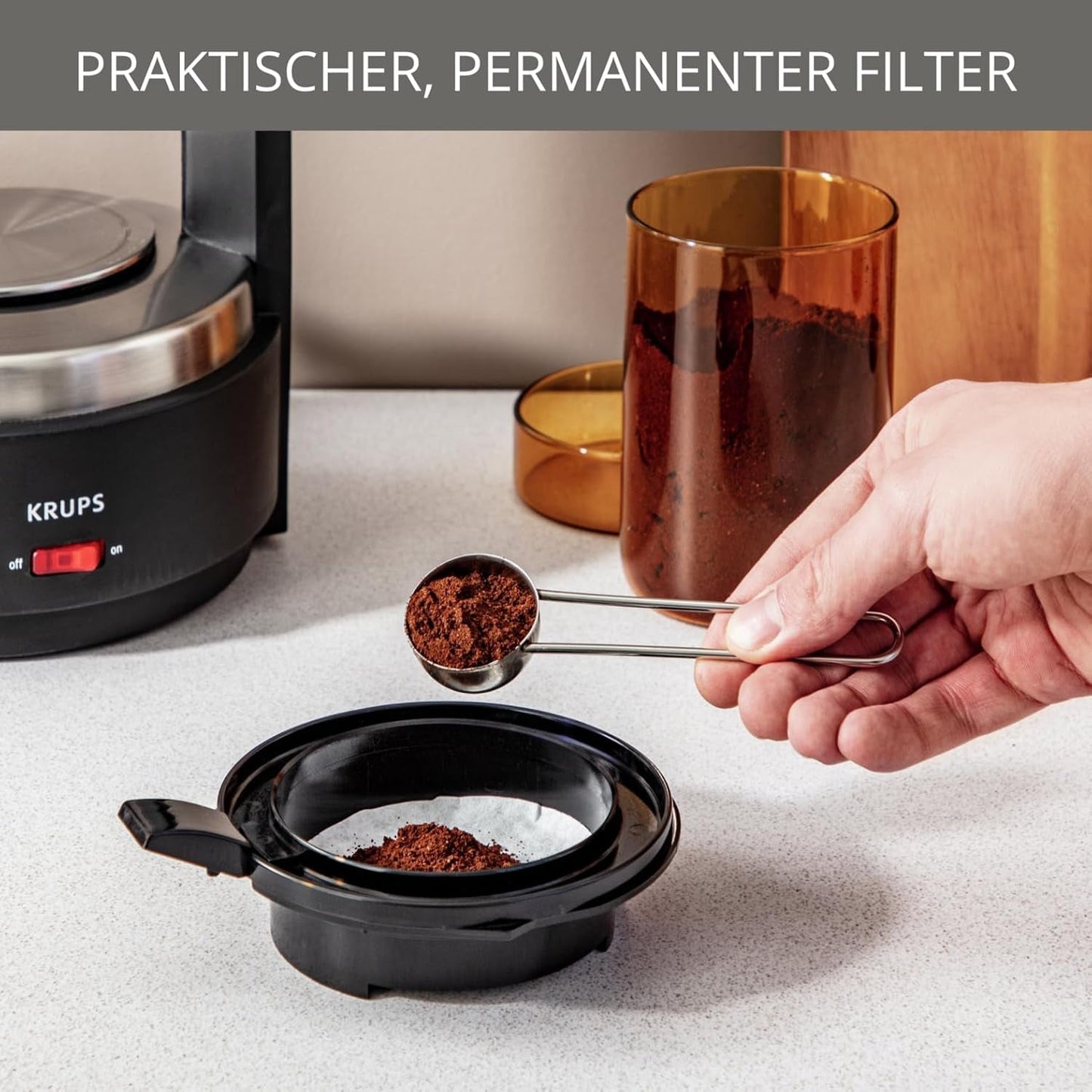 Krups T8 Filter-espressomachine, 850 Watt, automatische uitschakeling, 8-12 kopjes, 1 liter inhoud, permanent filter, verlichte aan/uit-schakelaar, eenvoudig te gebruiken, zwart, KM4689