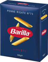 Pasta Barilla Klassiek Penne Rigate Nr. 73 van hoogwaardige durumtarwe, altijd beetgaar (1 x 500 g)