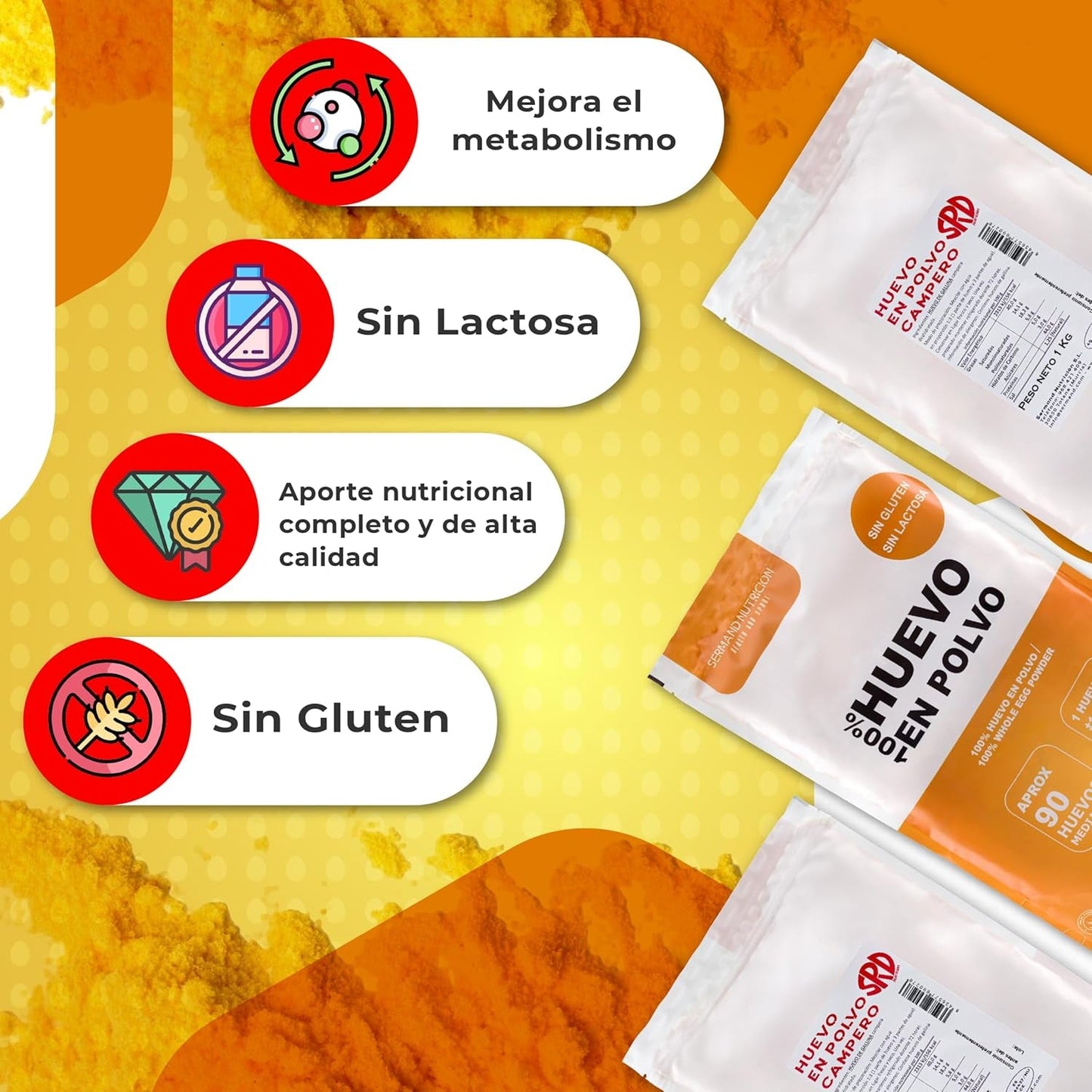 Eipoeder uit Freilandeiern (1kg) | Pasteurisiertes Vollei Pulver | Ohne Zusatztoffe | Glutenvrij & lactosevrij | Vakuumverpackung in Zip-Beutel