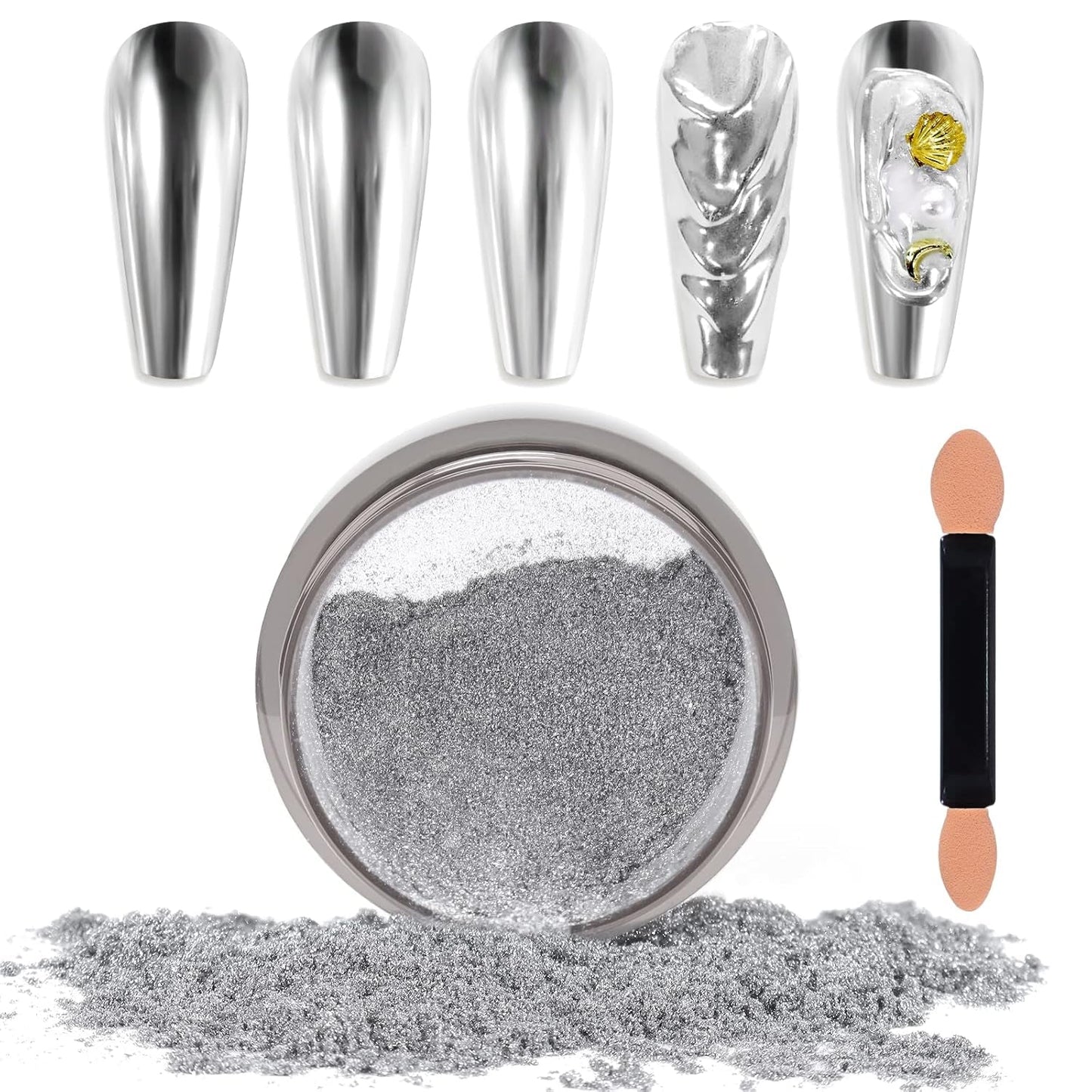 Chrome Nagel Pulver Spiegel Effect Metallic Staub Holografisch Glitter Glasierte Maniküre Decoratie Reflektierende Pigment voor DIY Gel Polish Nail Art, Harz Handwerk, Geschenke voor Goud