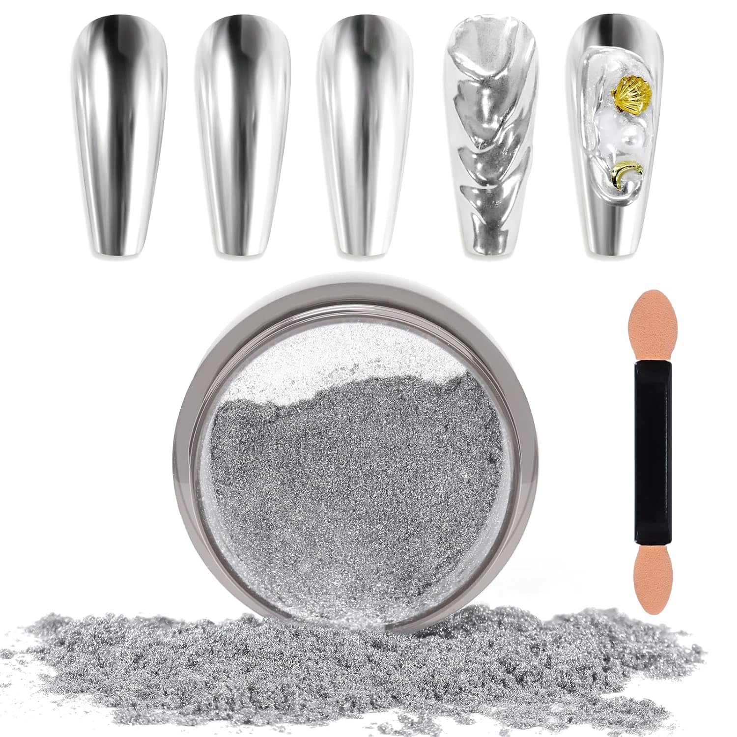Chrome Nagel Pulver Spiegel Effect Metallic Staub Holografisch Glitter Glasierte Maniküre Decoratie Reflektierende Pigment voor DIY Gel Polish Nail Art, Harz Handwerk, Geschenke voor Goud