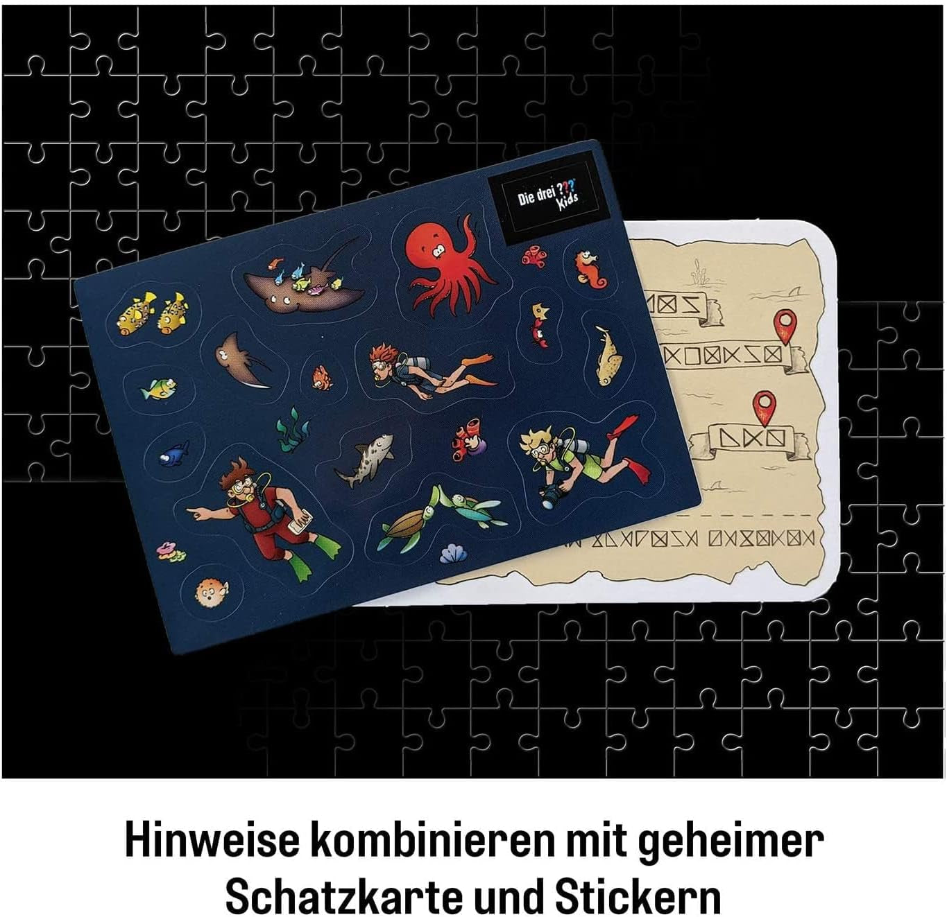 Die Drei??? Kinderen - Misdaadpuzzel - Aandacht, zeemonster Van KOSMOS 680664, 150 stukjes, Glow in the dark, Lezen, puzzels, puzzels oplossen, detectivepuzzel voor kinderen vanaf 7 jaar Puzzel Naty Shop