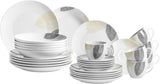 MÄSER 931215 Prachtig gedecoreerd servies voor 6 personen, gecombineerd servies 30-delig, met frameloze vormen, porselein, wit