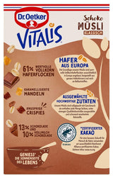 Dr. Oetker Vitalis Chocolade Muesli Classic: Ontbijtmuesli met melk- en pure chocolade, verpakking van 7 (7 x 600 g)