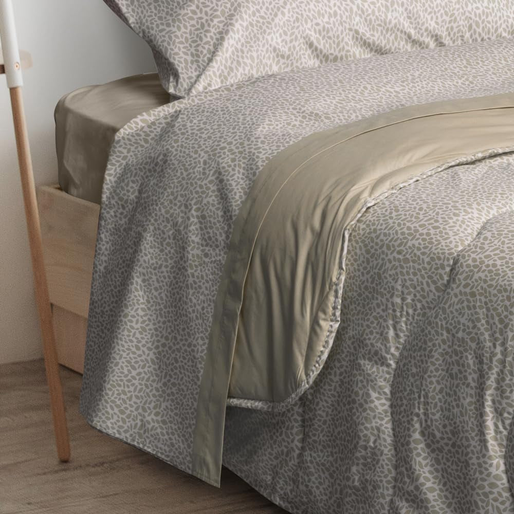 Foppapedretti Notte & Natura Petali dekbed met zand, dekbed voor eenpersoonsbed, 100% katoen, gemaakt in Italië Dekbedden en quilts Naty Shop