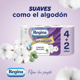 Regina Feeling - 42 rollen toiletpapier, 175 vellen met drie lagen, natuurlijk katoenextract en delicate geur, 60% gerecyclede plastic verpakking, 100% Fsc-gecertificeerd papier