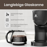 Filterkoffiezetapparaat van 1,25 liter voor 10 kopjes filterkoffie, vaatwasmachinebestendige glazen karaf, thermoskan, antidruppelsysteem, automatische uitschakeling, 600 W, waterloze kookbeveiliging voor thuis en op kantoor