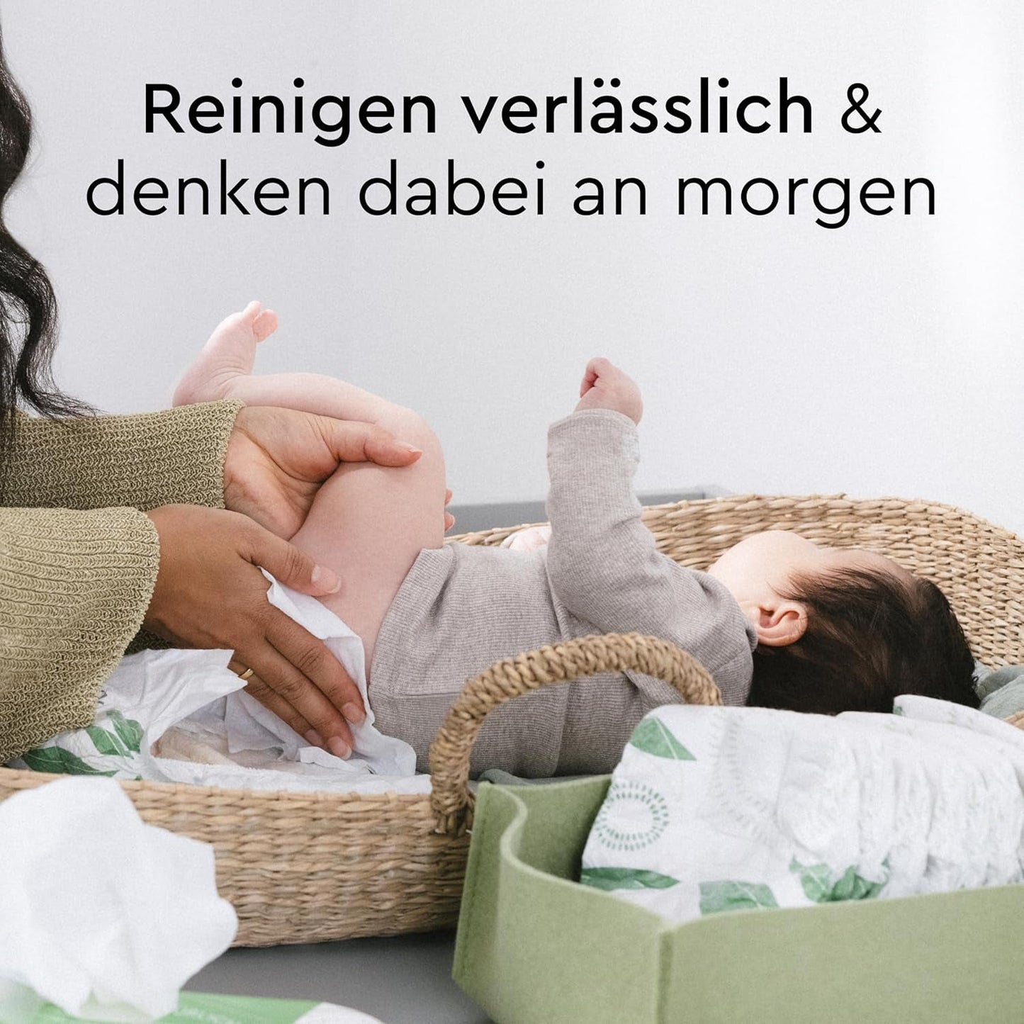 LILLYDOO Groene vochtige doekjes, 600 stuks (10 x 60), 100% plasticvrij, scheurbestendig doekje - geurvrij, zacht en natuurlijk, zachte reiniging voor de gevoelige huid, dermatologisch getest