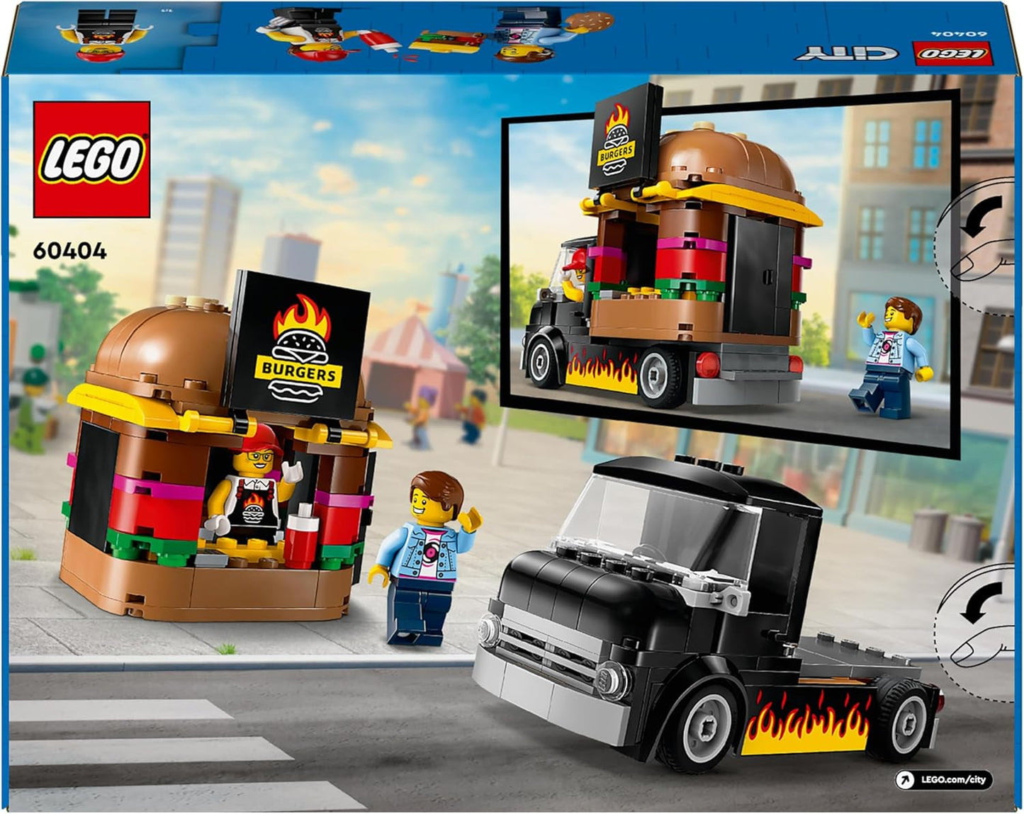 LEGO City Burger Truck-bouwset met speelgoedauto voor 5-jarigen, minifiguur van een foodtruck en accessoires, leuk cadeau voor jongens en meisjes 60404 Bouwsets Besuche in LEGO-Store