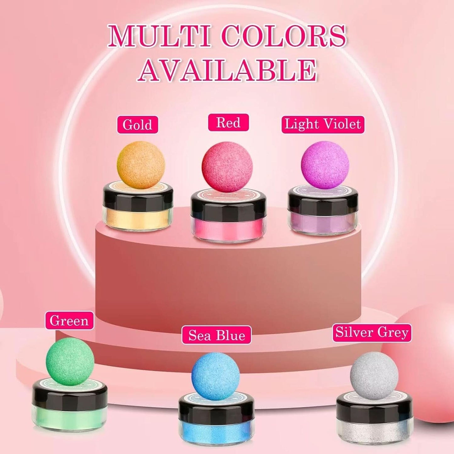 Eetbare glitters, Set van 4 of 6 kleurtinten, 4 gram per product Glitter Naty Shop