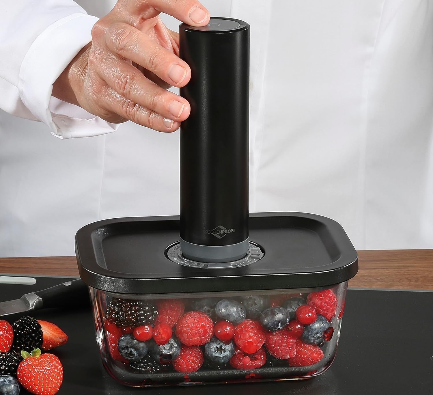 Vacuümset Küchenprofi EASYFRESH | Set van 7 stuks | 1x elektrische vacuümpomp, 1x vacuümpot S, M en L, 3x vacuümzakken 22x21 cm | borosilicaatglas, hoogwaardig kunststof | bereiding en opslag Voedselbewaardozen Naty Shop