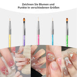 8 Stück Nagel Pinsel, Nagelkunstpinsel Pinsel Set, Pinsel Für Nägel Mit Doppelkopf Nail Art Pinsel Set Dotting Pen en Gel Brush for Nails Präzise Pinsel Für Nageldesign en Verzierungen
