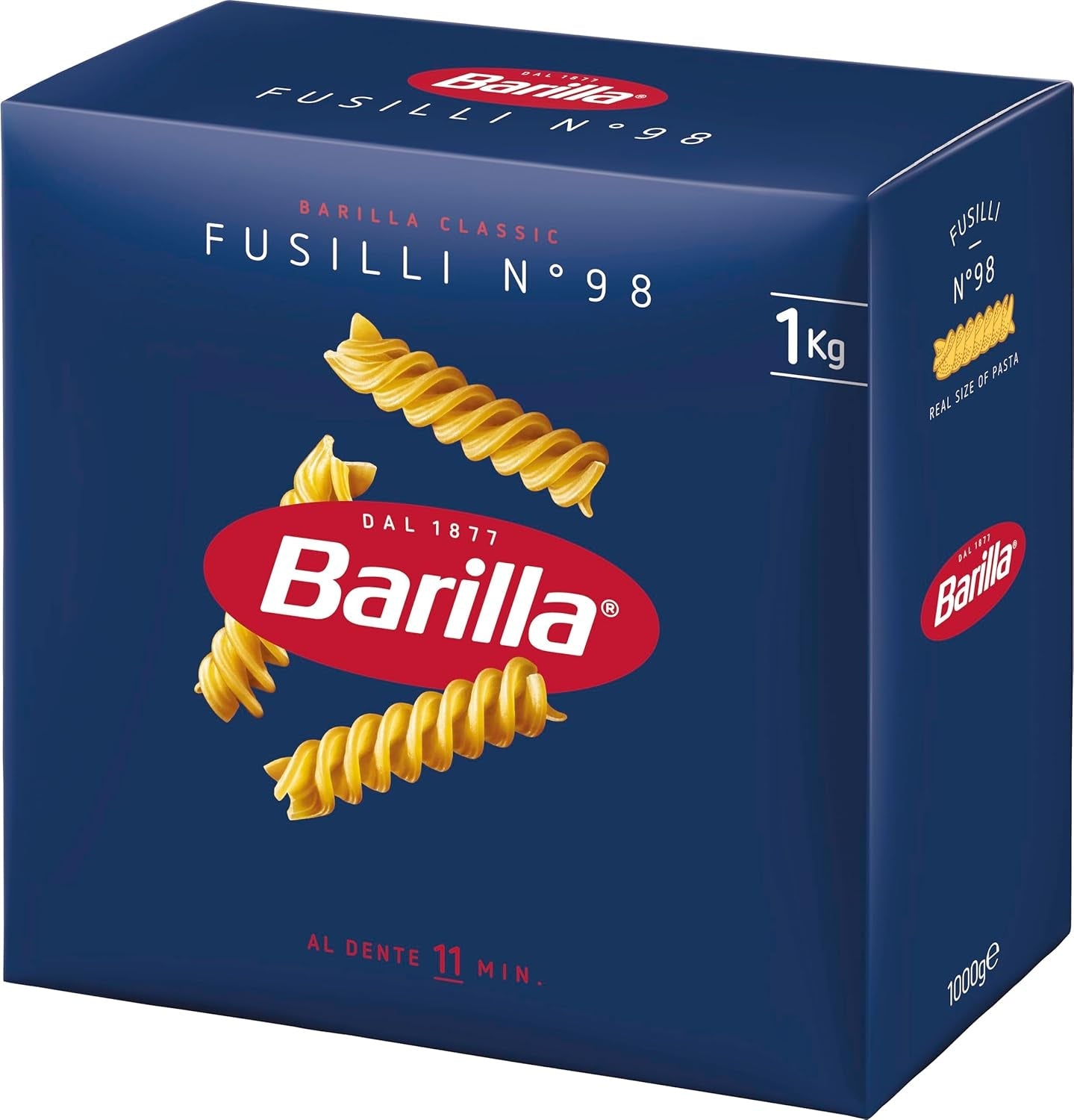 Pasta Barilla Klassiek Fusilli nr. 98, van hoge kwaliteit durumtarwe, altijd beetgaar, 1 kg