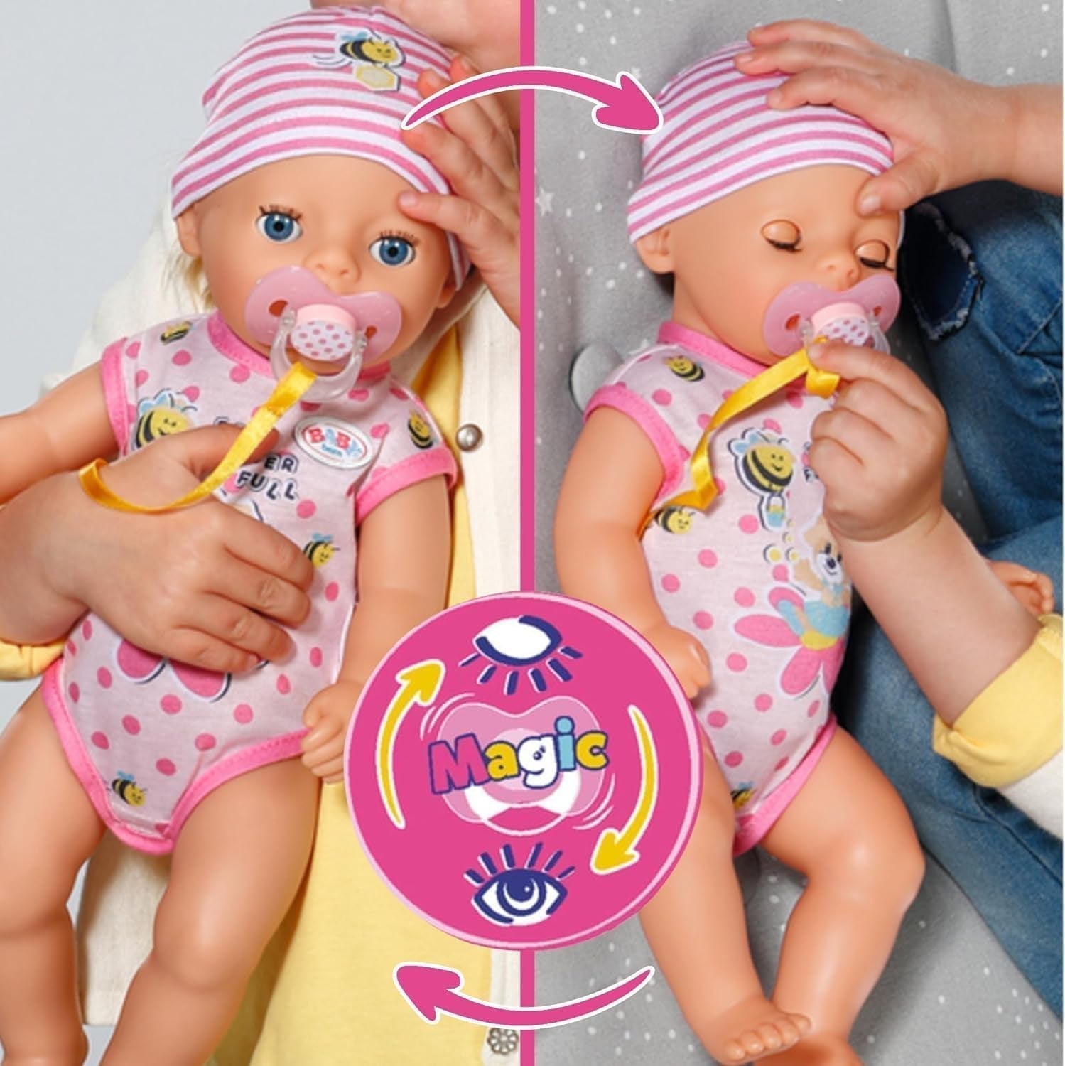 BABY Born Lena (meisje) 36 cm, pop met 7 functies voor kinderen vanaf 1 jaar, werkt zonder batterij, grote pop 36 cm, 834596 Zapf Creation, roze Naty Shop poppen