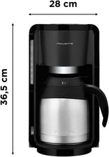 Rowenta Adagio filter-espressomachine, roestvrijstalen thermische karaf, houdt koffie tot 4 uur warm, capaciteit van 10-15 kopjes, capaciteit van 1,25 liter, verwijderbare filtermand, automatische uitschakeling, zwart, CT3818