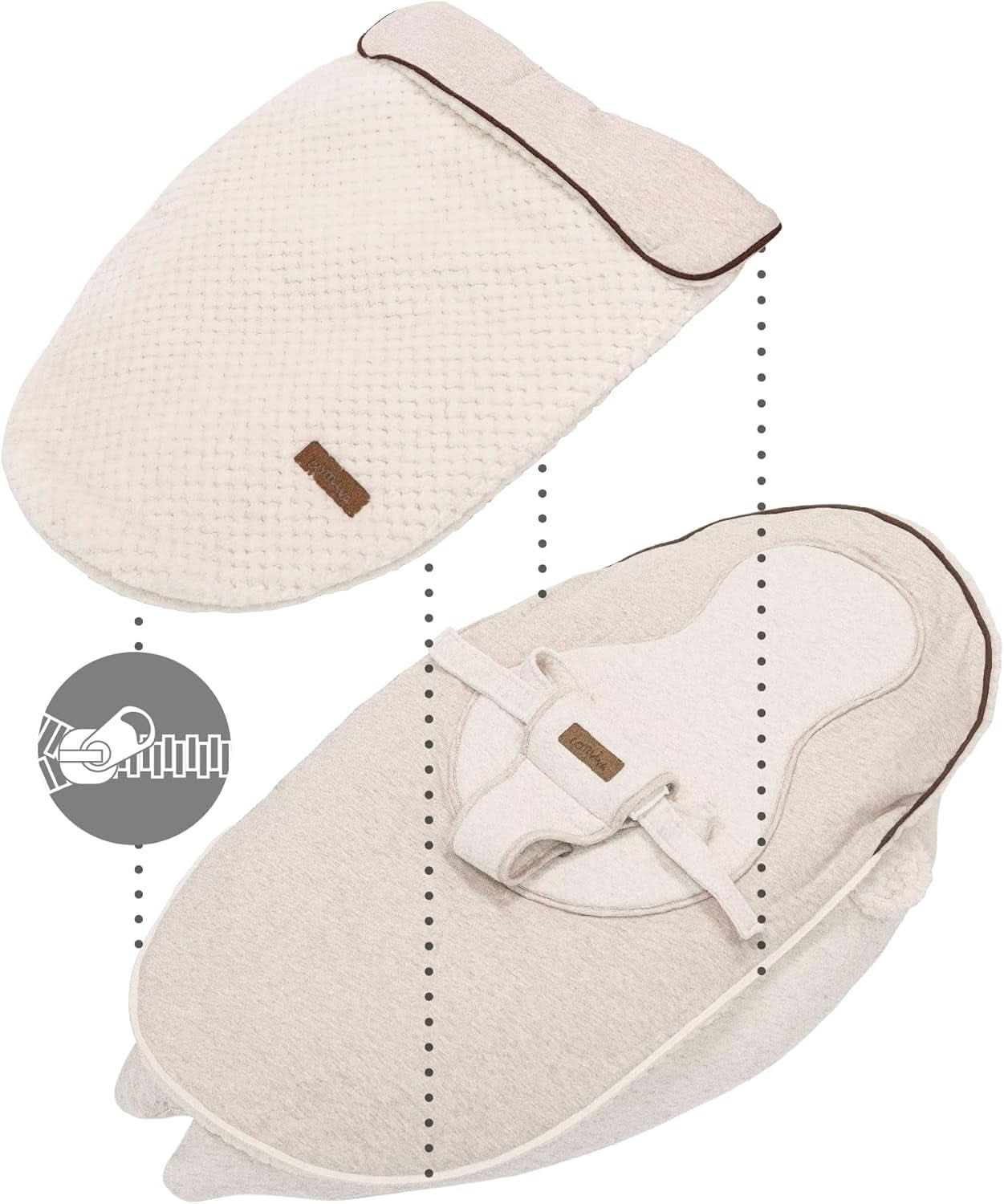 Multifunctioneel voedingskussen, 4 in 1, Soft Nova, beige, enkel kussen: 202 cm, fauteuil, 40 X 75 X 22 cm Accessoires Voeding en Borstvoeding Bebe Naty Shop
