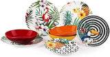 Excelsa Tropical Chic bordenset, 18 stuks, porselein, mehrfarbig