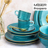 Prospero Premium koffieset voor 4 personen, restaurantkwaliteit, 12-delig modern koffieservies in unieke vintage stijl, duurzaam porselein, blauw