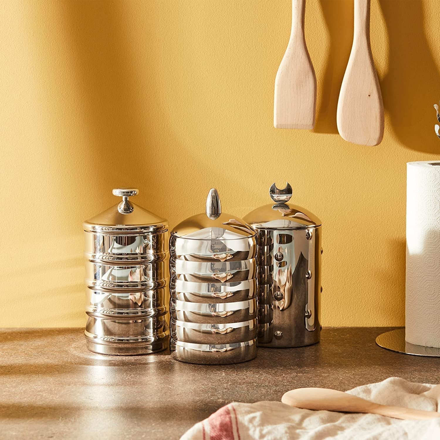 Alessi Kalistò 2 CB02 - Keukenpot in roestvrij staal 18/10 met aluminium knop, 114 cl, zilver Voedselbewaardozen Naty Shop