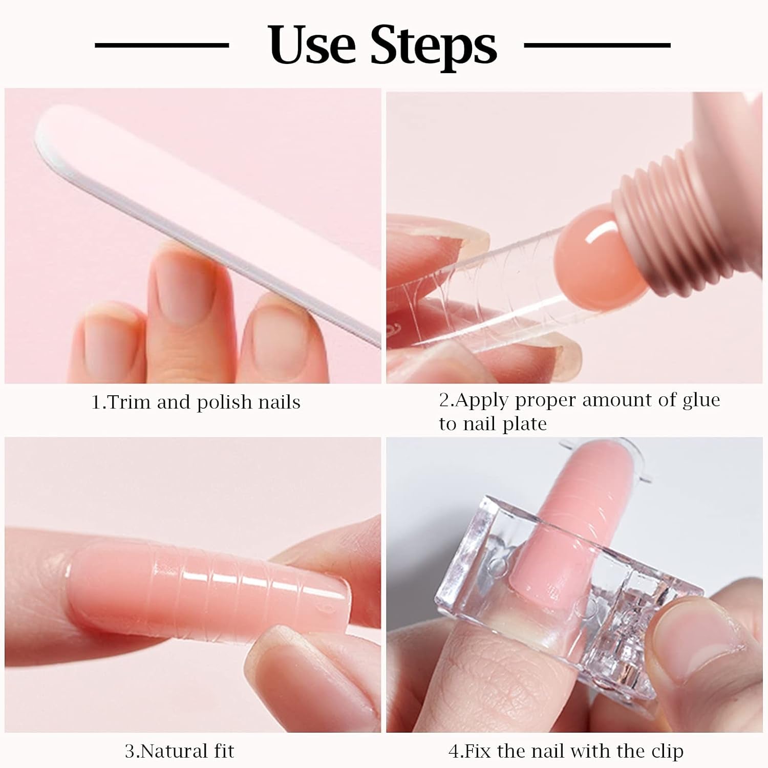 Nagelclips, manicureclips, doorzichtige nagelclips, doorzichtige polygelclips, snelbouw nagelverlengingen, gelassistent, 10 stuks