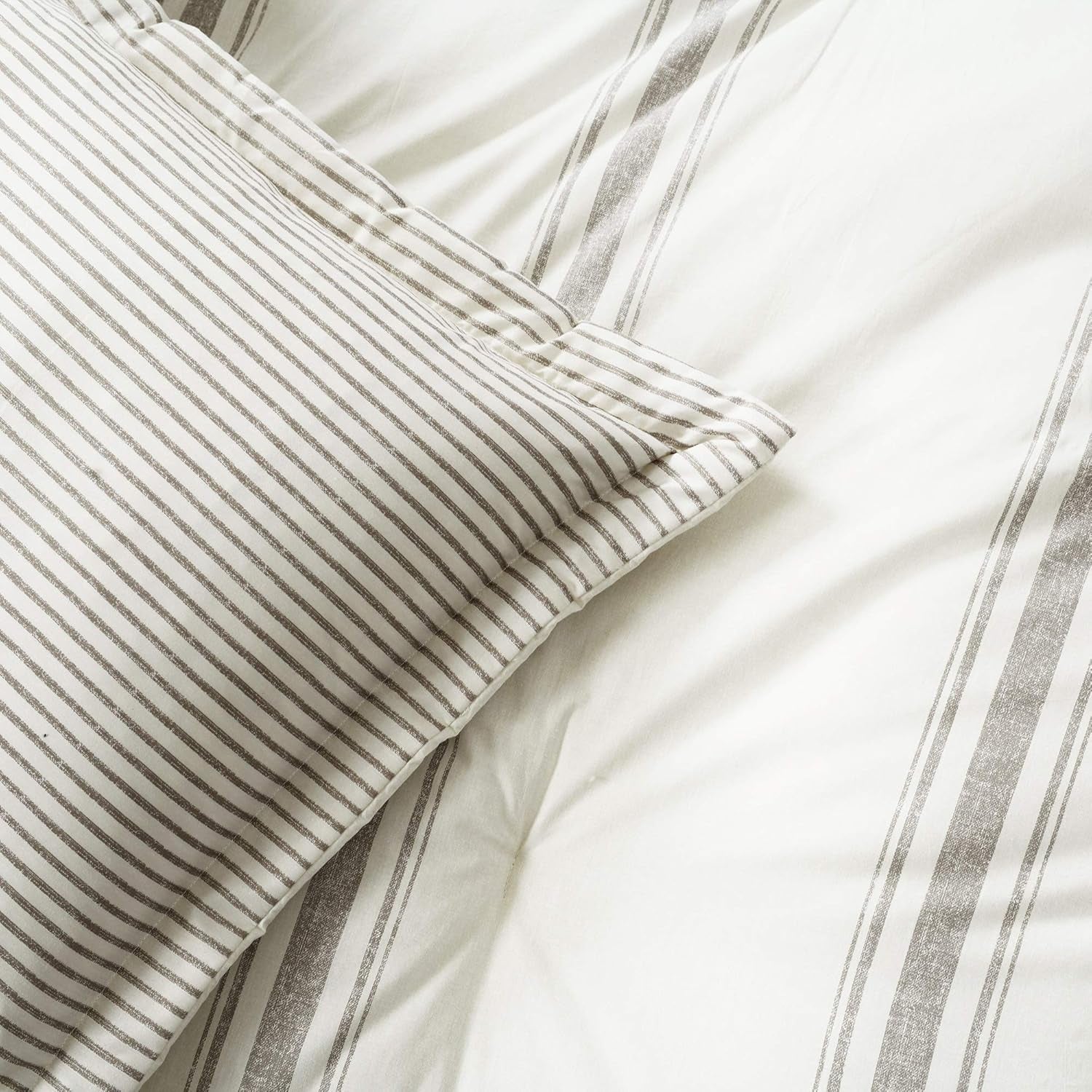 Lush Decor Boerderijquilt met strepen, Full/Queen, grijze dekbedden en dekbedden Naty Shop