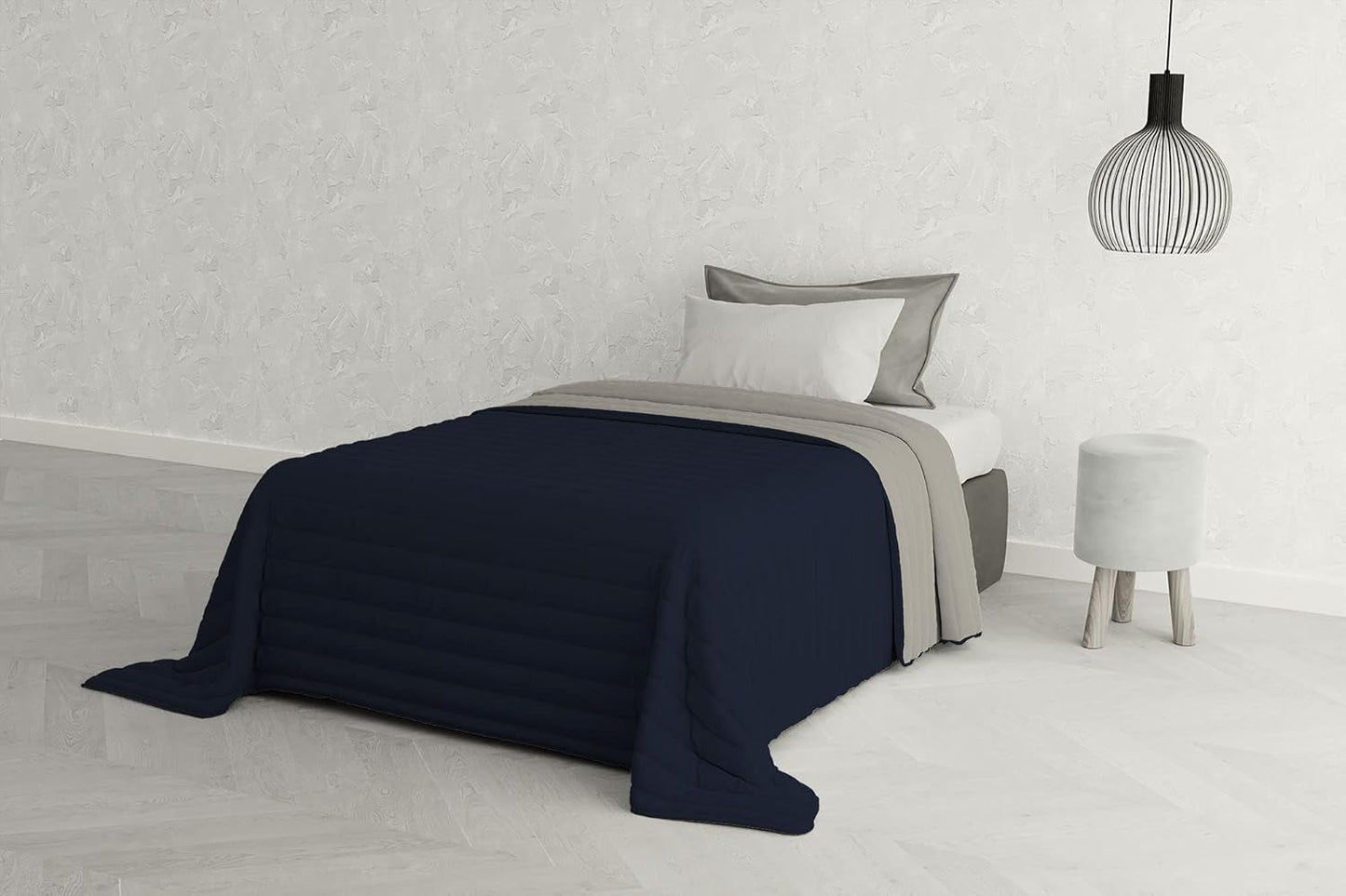 Italiaans beddengoed Estivo eenpersoonsbed, linnen, Aqua, 170 X 270 Cm Dekbedden en dekbedden Naty Shop Grigio Chiaro/Blu Scuro 170 X 270 Cm
