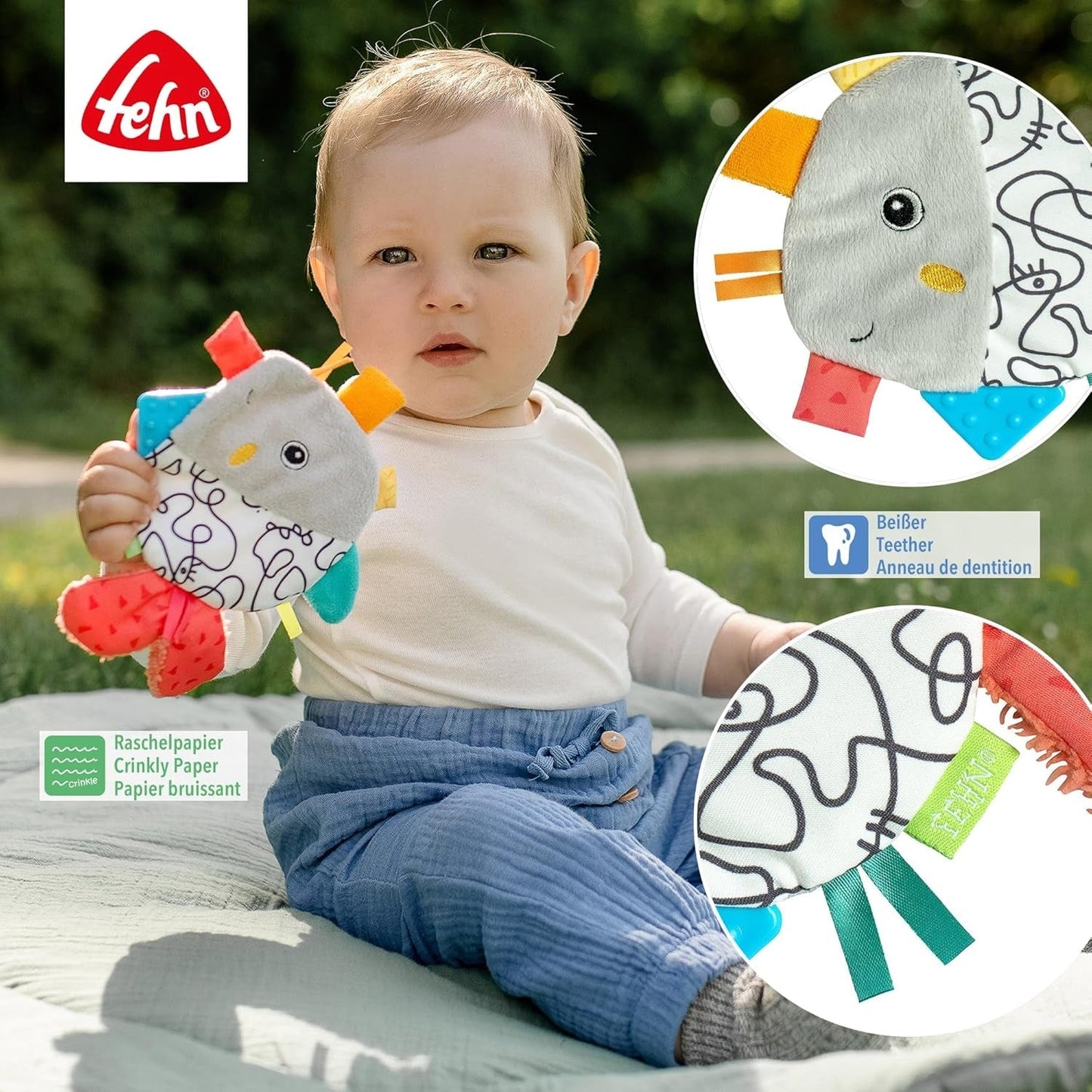 Fehn Crackling Fish - Vang- en speelspeelgoed voor baby's - Vangdierenspeelgoed voor baby's - Motoriekspeelgoed en knetterspeelgoed voor baby's en peuters vanaf 0+ maanden Babyspeelgoed Naty Shop
