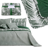 Ameliahome Sprei Sprei 170X210 Cm Dubbelzijdig Onderhoudsvriendelijk Sprei Plantpatroon Groen Wit Tropisch Bonaire Bedden en Dekens Besuche den AmeliaHome-Store