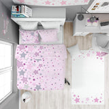 Beddengoed voor kinderen, roze sterren, 100% katoen Beddengoed - kinderen Naty Shop