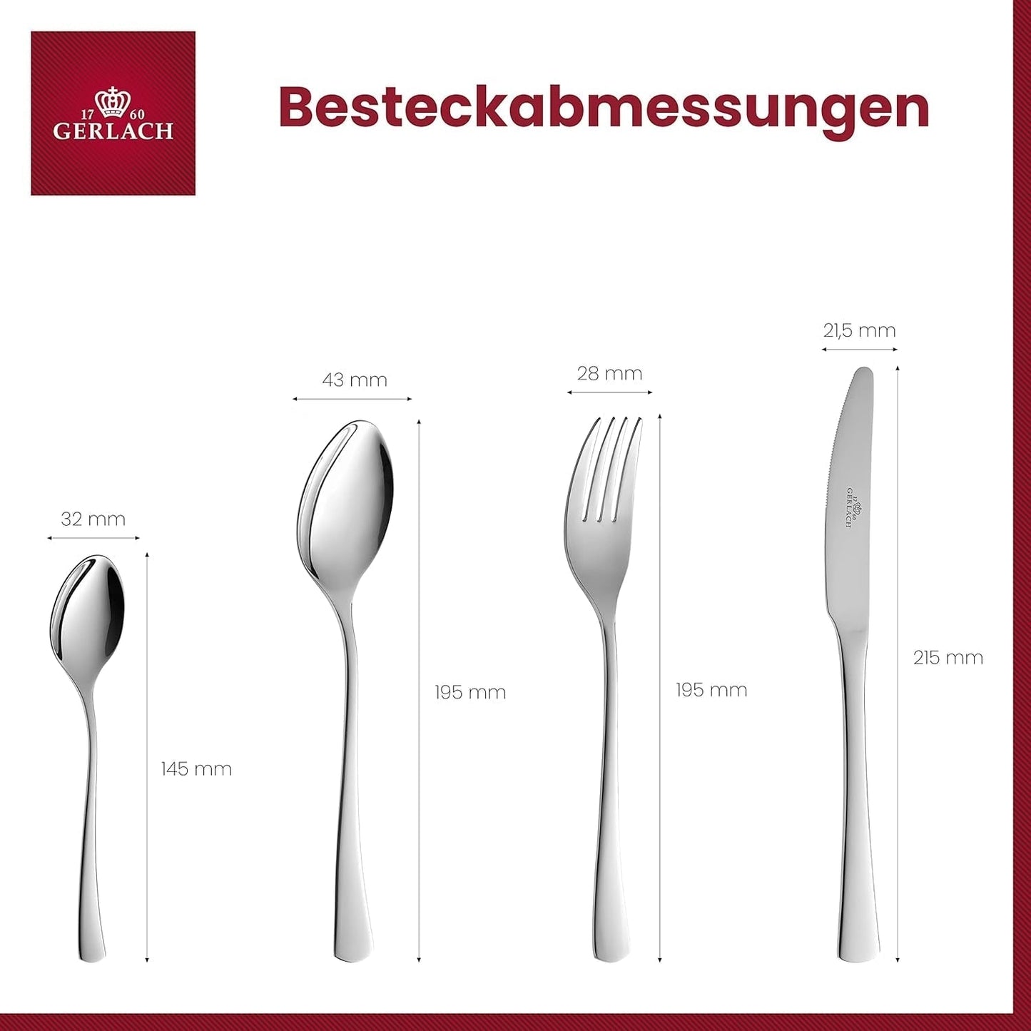 Gerlach 1760 Tunea Set, RVS bestek, 24-delig, 6 personen Keuken Naty Shop