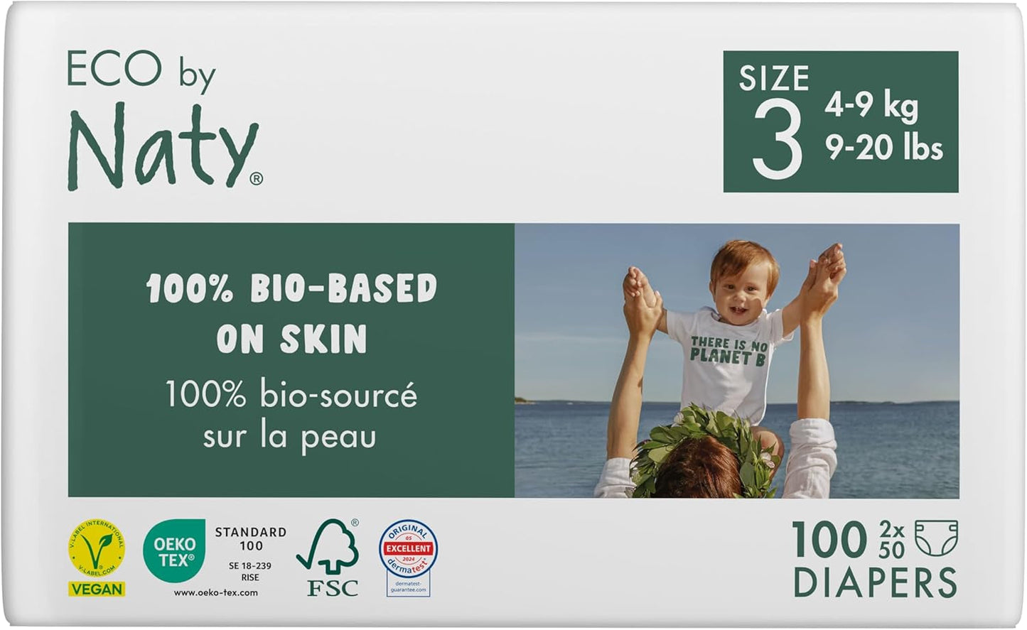 Eco Diapers Eco by Naty Baby Eco Diapers - premium biologische luiers, milieuvriendelijk, gemaakt van plantaardige materialen, ideaal voor de gevoelige babyhuid (maat 5 - 80 stuks)