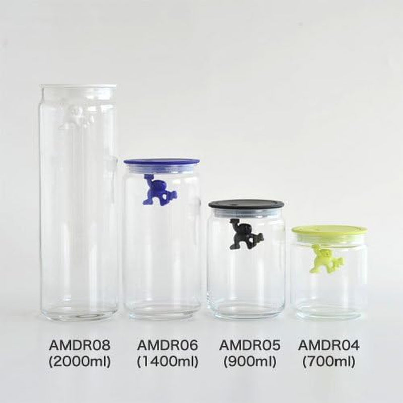 Alessi "Gianni" glazen keukenpot met verzegeld deksel, thermoplastische hars, zwart, 27,5 x 13,5 x 28 cm Voedselbewaardozen Naty Shop