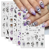 Jmeowio Nagelsticker Mond Stern Sonne 9 Blatt Nail Art Sticker Selbstklebend Nagelaufkleber Bunte Decoratie Nageldesign Zubehör