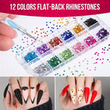 FANDAMEI Nail Art Brush Set, 15 Stücke Pinsel Für Gelnägel Nagel Pinsel, 5 Stücke Dotted Pen, 10 Rolle Streifenband Nägel, Strasssteine ​​​​Nägel, Ultra Dünn Nagel Pailetten voor Nagelkunst Maniküre Set