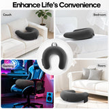 Gaming- en leeskussen, leeskussen voor bed/bank/vloer, voedings-/haakkussen met groot ergonomisch gamingkussen, gamerkussen voor iPad/laptop - zwart