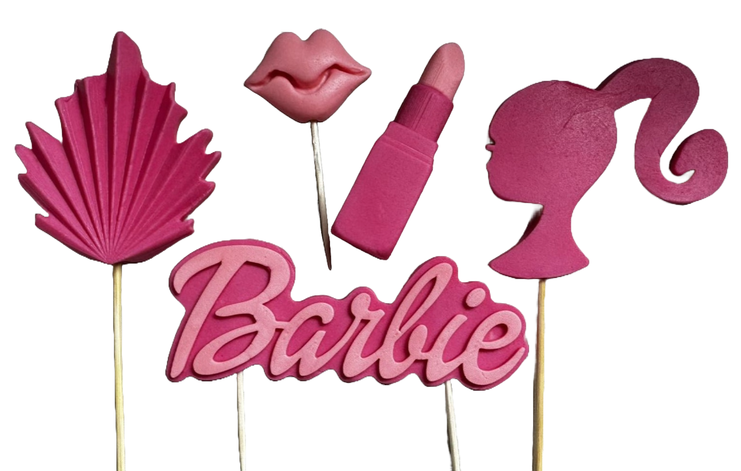 Set van 5 eetbare suikerdecoraties, Barbie Sugar Paste Decorations Naty Shop